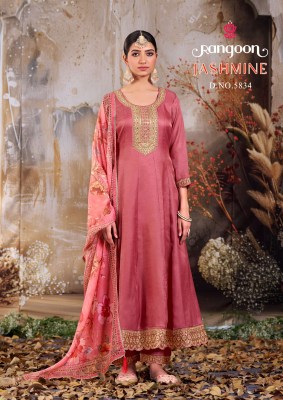 Jashmine by Rangoon Silk Butti Khatli work Kurti pant and dupatta collection with low price readymade suit catalogs