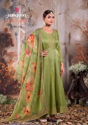 Jashmine by Rangoon Silk Butti Khatli work Kurti pant and dupatta collection with low price readymade suit catalogs