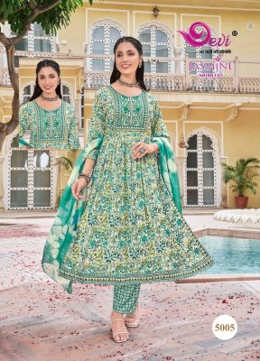 Jasmine Vol 5 by Devi Heavy Rayon Capsule With Foil Print With Nyra Cut And Embroidery readymade suit  readymade suit catalogs