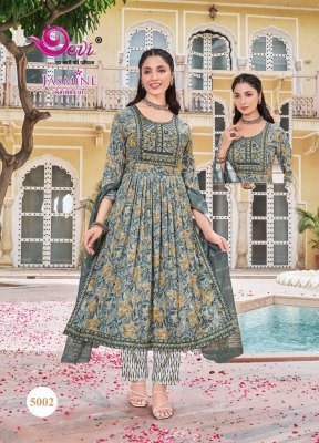 Jasmine Vol 5 by Devi Heavy Rayon Capsule With Foil Print With Nyra Cut And Embroidery readymade suit  readymade suit catalogs