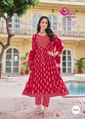 Jasmine Vol 5 by Devi Heavy Rayon Capsule With Foil Print With Nyra Cut And Embroidery readymade suit  readymade suit catalogs