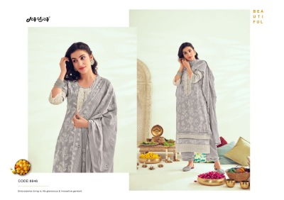 Jayvijay present Lamha pure cotton khadi block printed embroidered unstitched dress material at amaviexpo salwar kameez catalogs