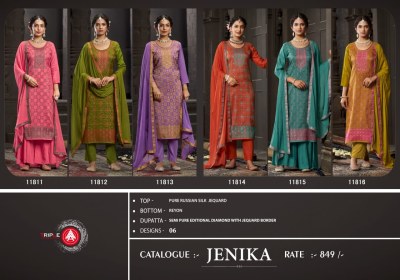 Jenika by Triple A Pure Russian jacquard fancy unstitched salwar suit catalogue at low rate  salwar kameez catalogs