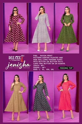 Jenisha by deecee center pleated and side kali long feeding kurti catalogue at low rate  kurtis catalogs