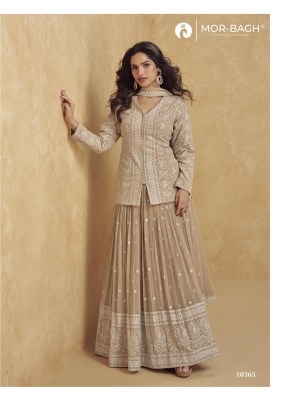 Jhasi by Aashirwad Creation Real Georgette Front and back Embroidered indo western catalogue at budget rate Indo Western