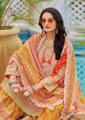 K 5124 by Shree Fab Heavy chinon Embroidered designer unstitched sharara suit catalogue Shree fab