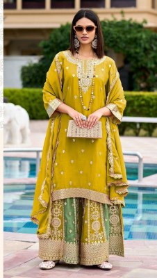 K 5265 by Shree Fab Chinon Heavy Embroidered Fancy Sharara Suit collection at wholesale rate fancy sharara suit Catalogs