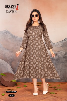 KAvish by deecee Three kali style flared long feeding kurti catalogue kurtis catalogs