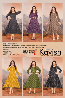 KAvish by deecee Three kali style flared long feeding kurti catalogue kurtis catalogs