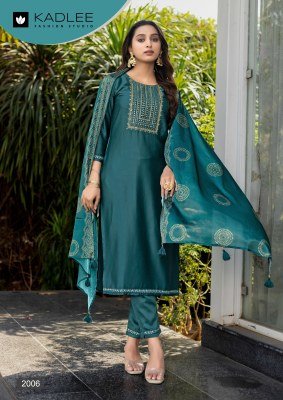 Kadlee Fitoor Hand And Threadwork Gajji Silk Top with Gajji Silk Bottom and Chinnon Print Dupatta Wholesale kurtis catalogs