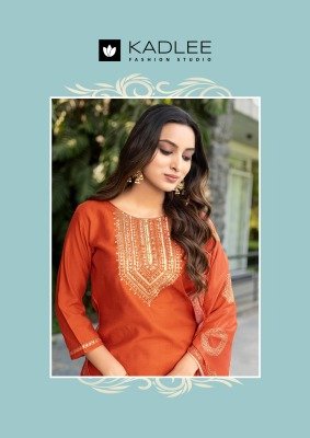 Kadlee Fitoor Hand And Threadwork Gajji Silk Top with Gajji Silk Bottom and Chinnon Print Dupatta Wholesale kurtis catalogs