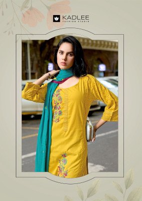 Kadlee Roohi Shifli Cotton Top with Hand And Threadwork, Lycra Cotton Bottom And Mull Cotton Dupatta Wholesale kurtis catalogs