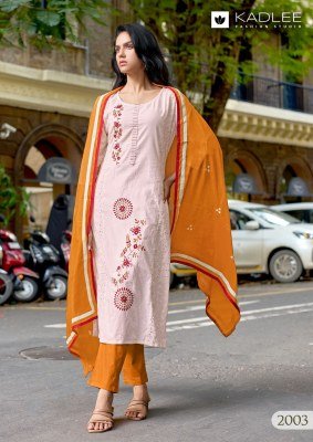 Kadlee Roohi Shifli Cotton Top with Hand And Threadwork, Lycra Cotton Bottom And Mull Cotton Dupatta Wholesale kurtis catalogs