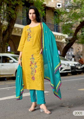 Kadlee Roohi Shifli Cotton Top with Hand And Threadwork, Lycra Cotton Bottom And Mull Cotton Dupatta Wholesale kurtis catalogs