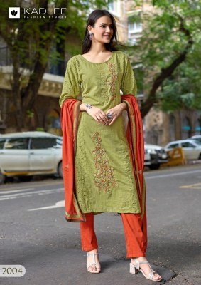 Kadlee Roohi Shifli Cotton Top with Hand And Threadwork, Lycra Cotton Bottom And Mull Cotton Dupatta Wholesale kurtis catalogs