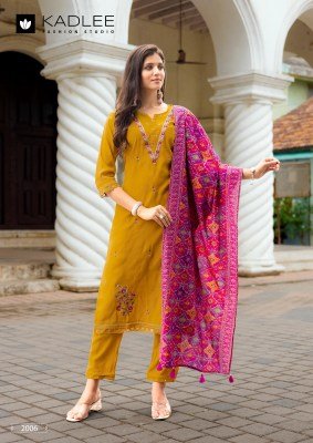 Kadlee Sahiyar Vol 2 Premium Viscose Weaving Kurti Set with Soft Cotton Inner, Hand and Threadwork, Viscose Bottom, and Modal Print Dupatta Wholesale kurtis catalogs