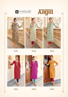 Kadlee by Angel reyon printed embroidered kurti catalogue at affordable rate kurtis catalogs