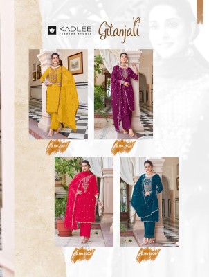 Kadlee by Gitanjali handwork fancy kurti pant and dupatta catalogue at affordable rate readymade suit catalogs