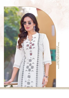 Kadlee by Gold coin reyon screen printed handwork kurti catalogue at affordable rate kurtis catalogs