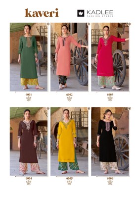 Kadlee by Kaveri heavy reyon embroidered kurti with bottom catalogue at low rate readymade suit catalogs