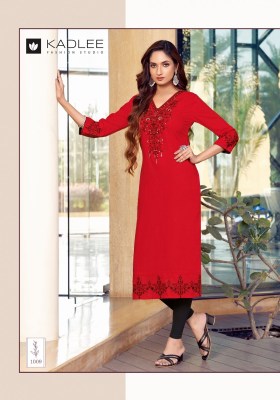 Kadlee by Mastani reyon embroidered fancy kurti catalogue at affrodable rate kurtis catalogs