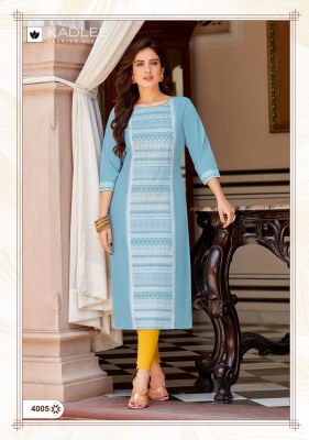 Kadlee by Niharika handwork reyon printed kurti catalogue at low rate kurtis catalogs