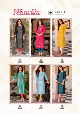 Kadlee by Niharika handwork reyon printed kurti catalogue at low rate kurtis catalogs