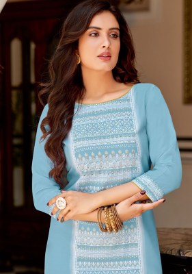 Kadlee by Niharika handwork reyon printed kurti catalogue at low rate kurtis catalogs