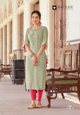 Kadlee by Ragini fancy embroidered reyon kurti catalogue at low rate kurtis catalogs