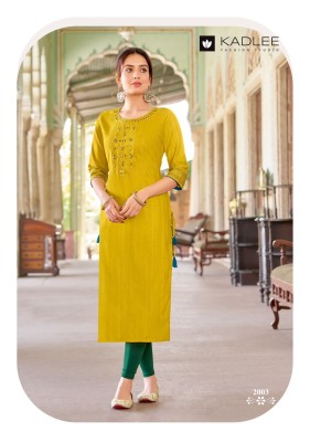 Kadlee by Ragini fancy embroidered reyon kurti catalogue at low rate kurtis catalogs