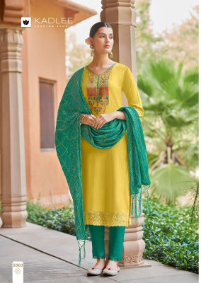 Kadlee by amruta presenting designer neck embroidered straight kurti with pant and dupatta catalogue only on amaviexpo readymade suit catalogs