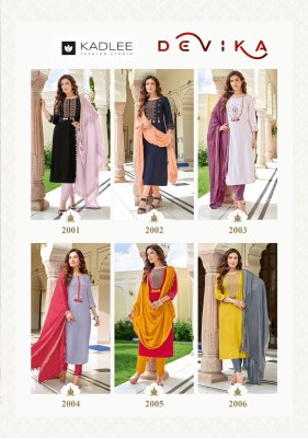 Kadlee mittoo by devika reyon sequence work kurti pant and dupatta catalogue at wholesale price readymade suit catalogs