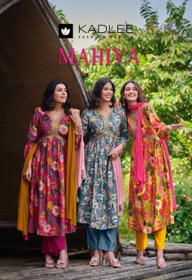 Kadlee mittoo by mahiya modal print embroidered printed alia cut kurti pant and dupatta catlog at wholesale price Kadlee