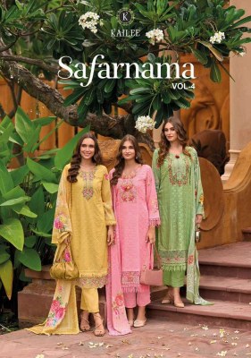 Kailee Fashion Safaranama Vol 4 Design No 42611 To 42616 Fancy Premium Chikakari Kurti Pant And Dupatta collection  Kailee fashion