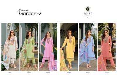 Kailee Fashion Summer Garden Vol 2 Pure Cotton  Kurti Pant And Dupatta Designer Fancy Mirror Work  And Handwork And Accessory Work  Bottom And Dupatta kurtis catalogs