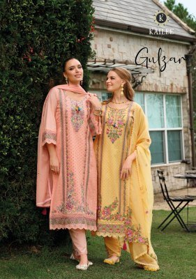 Kailee Gulzar Premium Summer Cotton Kurti Pant  Handcrafted Mirror And Threadwork And Fancy Work Dupatta Collection Wholesale Kailee fashion