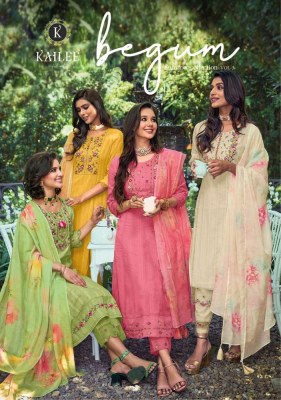 Kailee fashion new begum vol 3 pure cotton a line premium festive wear ready made salwar kameez wholesale  kurtis catalogs