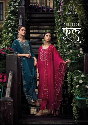 Kailee fashion new launch phool vol 3 pure viscous silk Kurti pants dupatta set catalogue  Kailee fashion