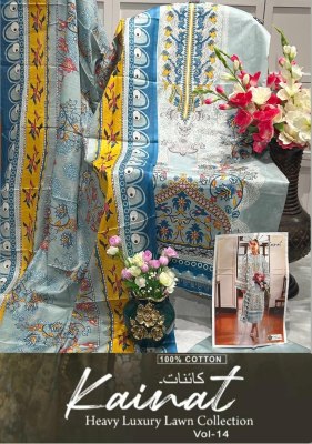 Kainat vol 14 by Keval fab Karachi lawn cotton printed unstitched suit catalogue dress material catalogs