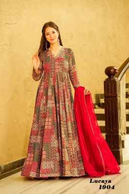 Lucaya vol 19 fancy printed long gown catalogue at affordable rate gown catalogs