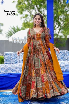 Lucaya vol 19 fancy printed long gown catalogue at affordable rate gown catalogs