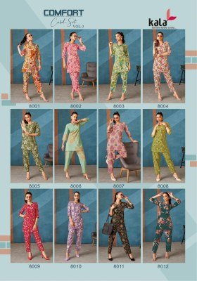 Kala Comfort Vol-3 Stylish Pure Cotton Printed Co-ord Set Wholesale tylish Pure Cotton Printed Co-ord Set Wholesale  co ord set catalogs