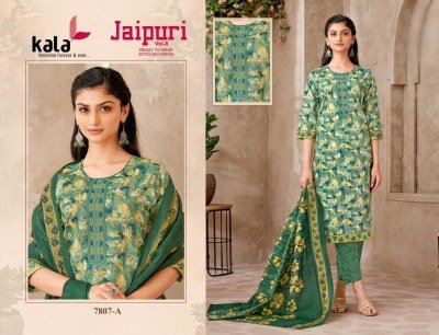 Kala Jaipuri Vol 8 Pure Cotton Ready Made Salwar Kameez Suit with Bottom And Dupatta Wholesale kurtis catalogs