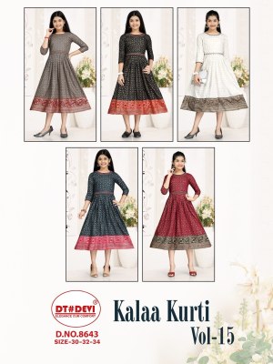 Kalaa kurti vol 15 by devi fancy designer reyon printed kurti catalogue at affordable rate kurtis catalogs