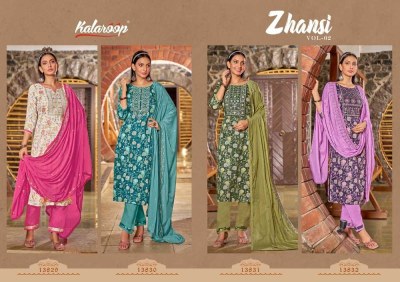 Kalaroop by Kajree presents Zhansi Vol 2 Heavy jam Cotton  Embroidery  Sequence work  ready made dress wholesaler   kurtis catalogs