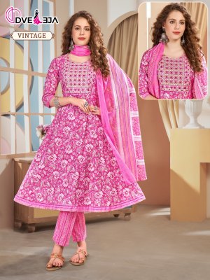 Kalli 3 by Dveeja fancy flared cotton printed kurti pant and dupatta catalogue at affordable rate  Dveeja Fashion