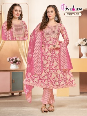 Kalli 3 by Dveeja fancy flared cotton printed kurti pant and dupatta catalogue at affordable rate  readymade suit catalogs