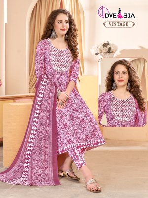 Kalli 3 by Dveeja fancy flared cotton printed kurti pant and dupatta catalogue at affordable rate  readymade suit catalogs