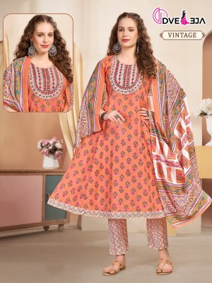 Kalli 3 by Dveeja fancy flared cotton printed kurti pant and dupatta catalogue at affordable rate  readymade suit catalogs