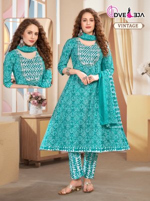 Kalli 3 by Dveeja fancy flared cotton printed kurti pant and dupatta catalogue at affordable rate  readymade suit catalogs